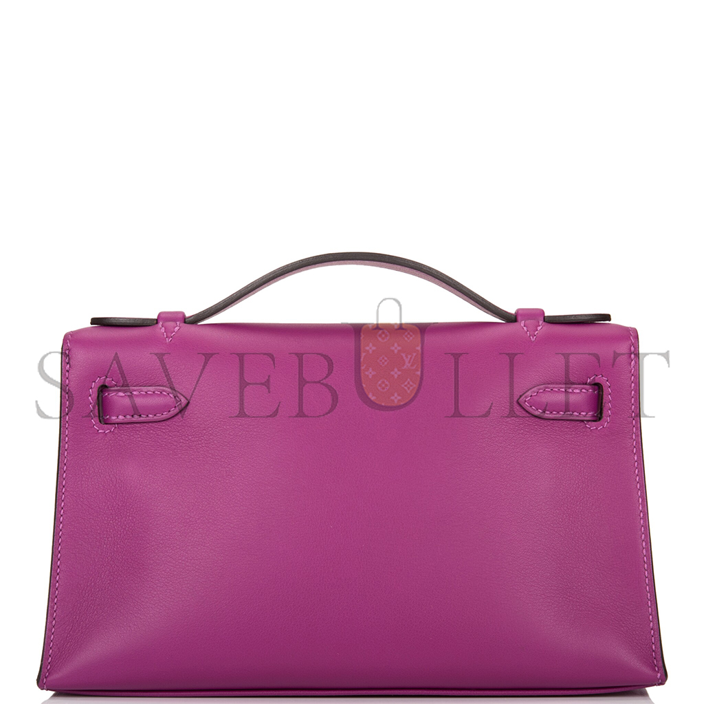 HERMÈS ANEMONE SWIFT MINI KELLY POCHETTE PALLADIUM HARDWARE (22*14*7cm) 